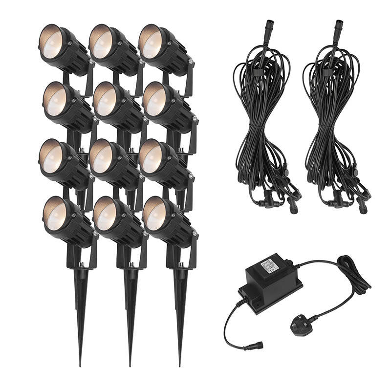 Image of EasyFit 12v Garden Lights Palm 6W LED Garden Spotlight Kit 12 Lights