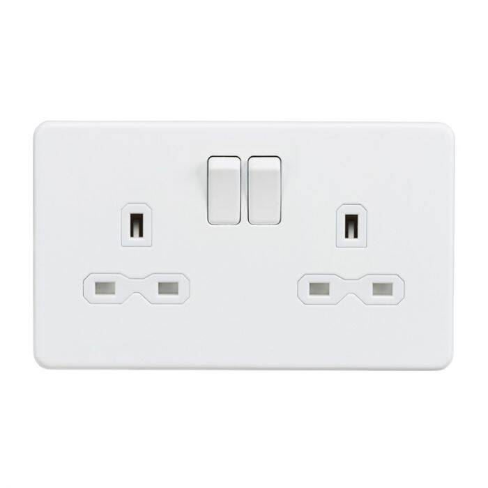 Image of Matt Black Screwless 13A 2 Gang Switched Socket