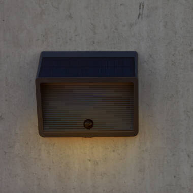Image of Lutec Linko Solar LED Outdoor Flush Wall Light with PIR Sensor
