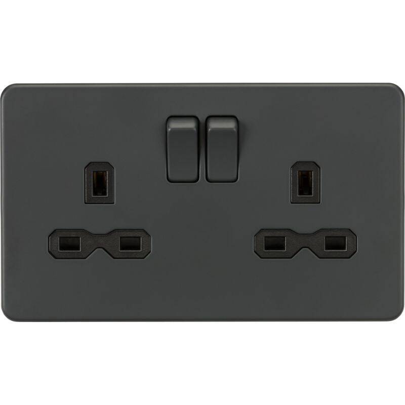 Image of Anthracite Screwless 13A 2G DP Switched Socket