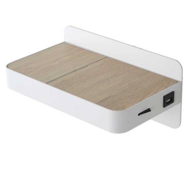 Image of Lucide Atkin LED Wall Light with Shelf and USB Charging Port