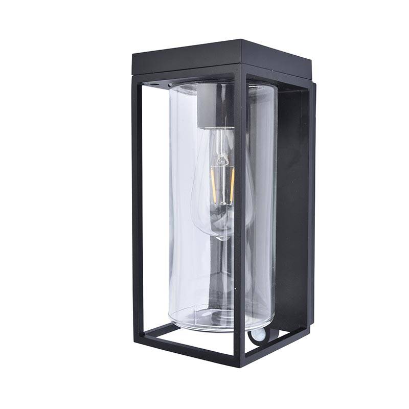 Image of Lutec Flair Solar LED Outdoor Half Lantern Wall Light with PIR Sensor