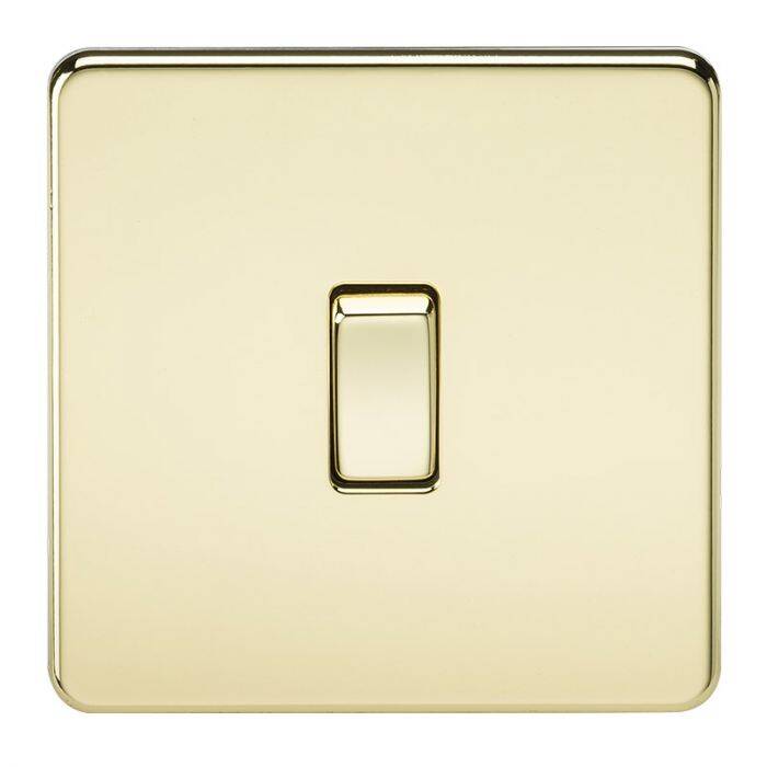 Image of Polished Brass Screwless 10A 1 Gang 2 Way Light Switch