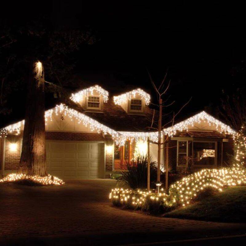 Image of Festive 8.8M White LED Snowing Icicle String Lights