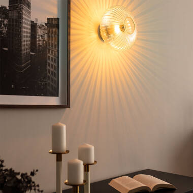 Edit Prometeo Ribbed Glass Flush Ceiling Light