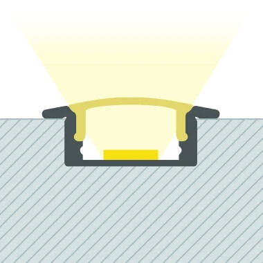 Recessed Aluminium Profile with Continuous Cover for LED