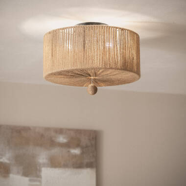 Image of Edit Modigliani Rattan Flush Ceiling Light