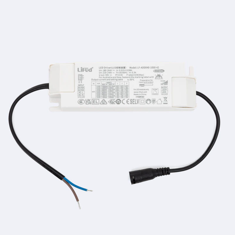 Image of 6.3-42W Dimmable LIFUD Driver DALI Output 9-42V 550-1050mA LF-AAD040-1050-42