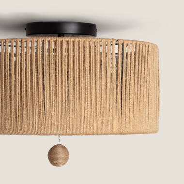 Image of Edit Modigliani Rattan Flush Ceiling Light