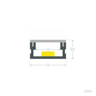 Image of Surface Mounted 16x9 Aluminium Profile for LED