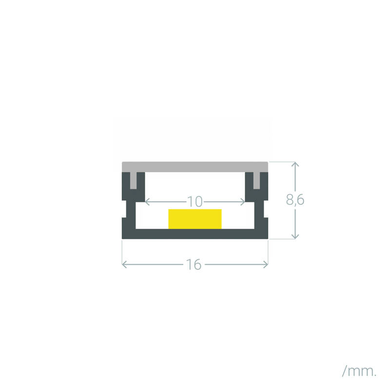 Image of Surface Mounted 16x9 Aluminium Profile for LED
