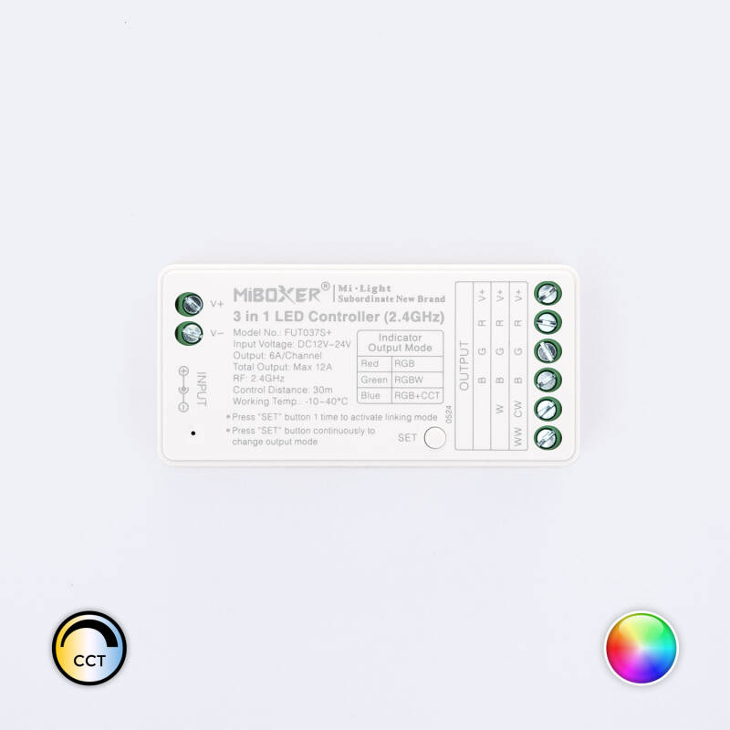 Image of 12/24V DC RGB/RGBW LED Dimmer Controller MiBoxer FUT037S+