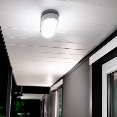 Image of Hublot Oval 15W LED Outdoor Flush Ceiling Light IP65