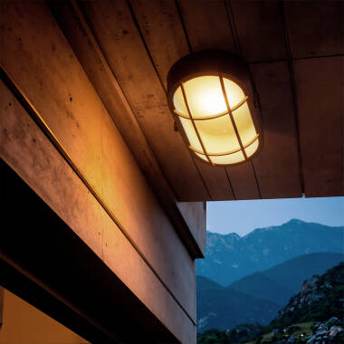 Hublot Grid Oval LED Outdoor Flush Ceiling Light IP44