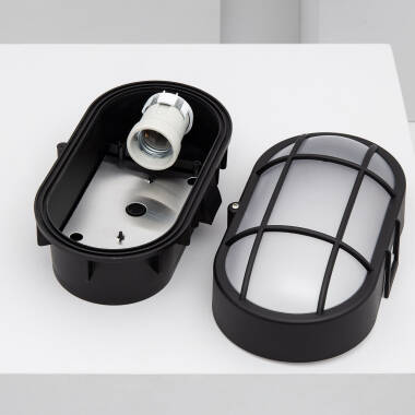 Image of Hublot Grid Oval LED Outdoor Flush Ceiling Light IP44