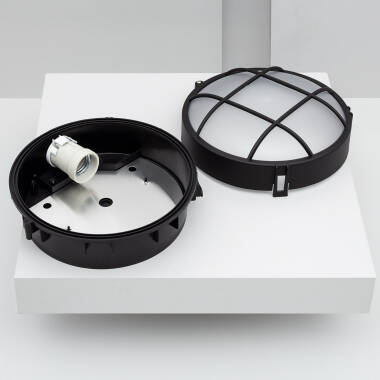 Image of Hublot Grid Round LED Outdoor Flush Ceiling Light