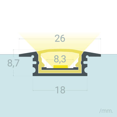 Image of Watertight Recessed 2m Aluminium Profile for LED Strip