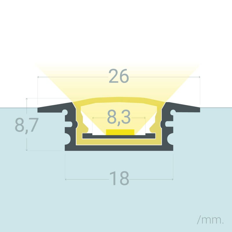 Image of Watertight Recessed 2m Aluminium Profile for LED Strip