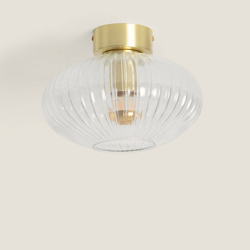 Image of Edit Prometeo Ribbed Glass Flush Ceiling Light