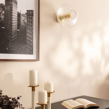 Image of Edit Prometeo Ribbed Glass Flush Ceiling Light