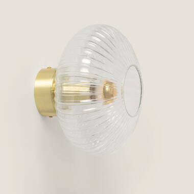 Image of Edit Prometeo Ribbed Glass Flush Ceiling Light