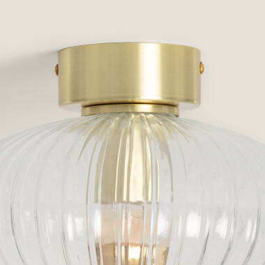 Image of Edit Prometeo Ribbed Glass Flush Ceiling Light
