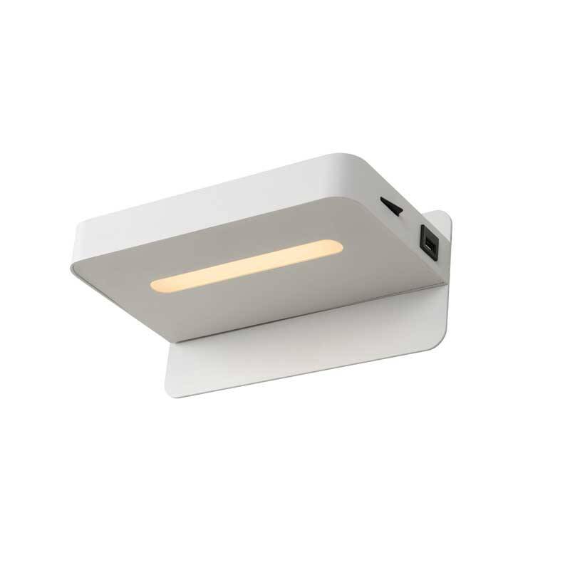 Image of Lucide Atkin LED Wall Light with Shelf and USB Charging Port