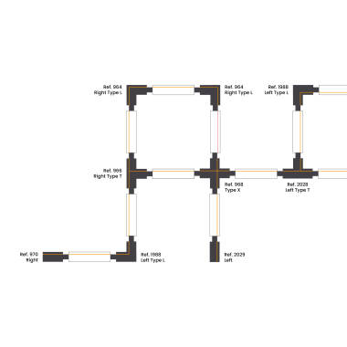 Image of Three Circuit Track Light Right Side T Shaped Connector