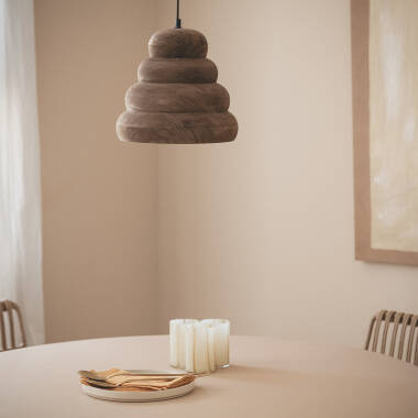 Image of Iluzzia Dallas I Wood Ceiling Pendant Light