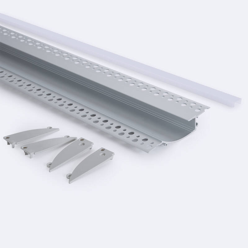Image of Plaster-in Recessed 2m Aluminium Profile with Continuous Cover for LED Strip