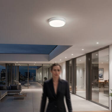 Image of Hublot Round 25W LED Flush Wall Light with motion detector IP65