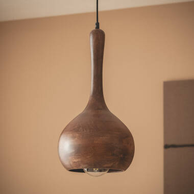 Iluzzia Gatik Wood Ceiling Pendant Light