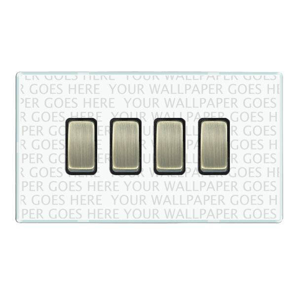 Image of Wisteria Perception Clear Perspex 4 Gang 2 Way Rocker Switch