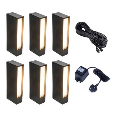 Easyfit 12V Garden Lights - Camellia LED Outdoor Pathway Bollard Light Kit - 6 Lights