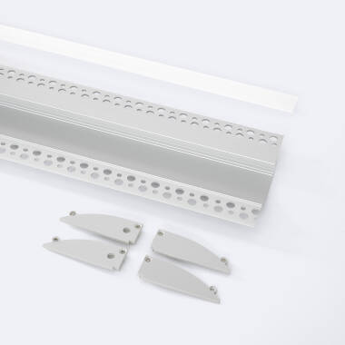 Image of Plaster-in Recessed 2m Aluminium Profile with Continuous Cover for LED Strip