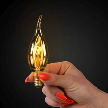 Image of Lucide 3W Very Warm White Dimmable LED Decorative Filament Bent Tip Candle Bulb