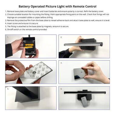 Image of Slimline Large Battery Operated LED Picture Light With Remote Control