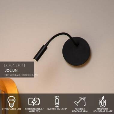 Image of Lucide Jolijn USB Rechargeable Swan Neck Reading Light