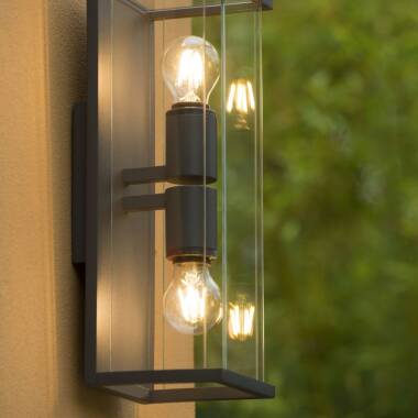 Image of Lucide Claire Half Lantern Outdoor Twin Wall Light