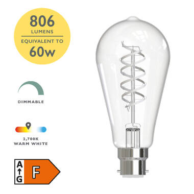 Image of Dar Rustika 8W Dimmable LED Decorative Filament Squirrel Cage Bulb - Bayonet Cap