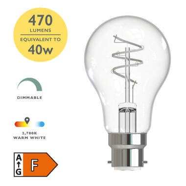 Image of Dar 4.9W Warm White Dimmable LED Decorative Filament GLS Bulb - Bayonet Cap