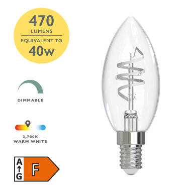 Image of Dar 4.6W Warm White Dimmable LED Decorative Filament Candle Bulb - Small Screw Cap