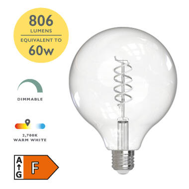 Image of Dar 8W Dimmable LED Decorative Filament 125mm Globe Bulb - Screw Cap - Pack of 4