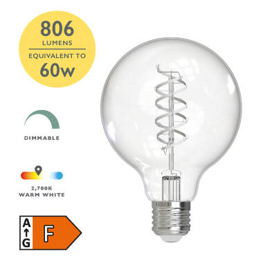 Image of Dar 8W Dimmable LED Decorative Filament 95mm Globe Bulb - Screw Cap - Pack of 6