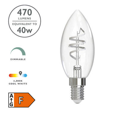 Image of Dar 4.6W Warm White Dimmable LED Decorative Filament Candle Bulb - Small Screw Cap