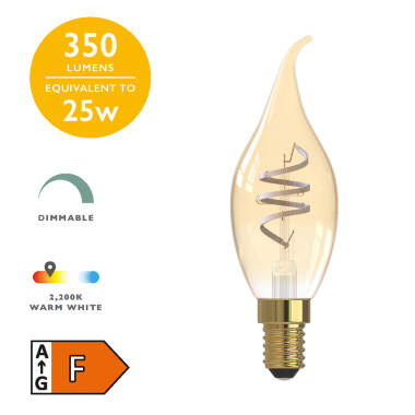 Image of Dar 4W Very Warm White Dimmable LED Decorative Filament Candle Bulb - Small Screw Cap