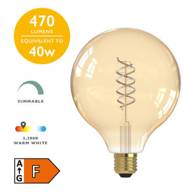 Image of Dar 5.5W Very Warm White Dimmable LED Decorative Filament 125mm Clear Globe Bulb - Screw Cap