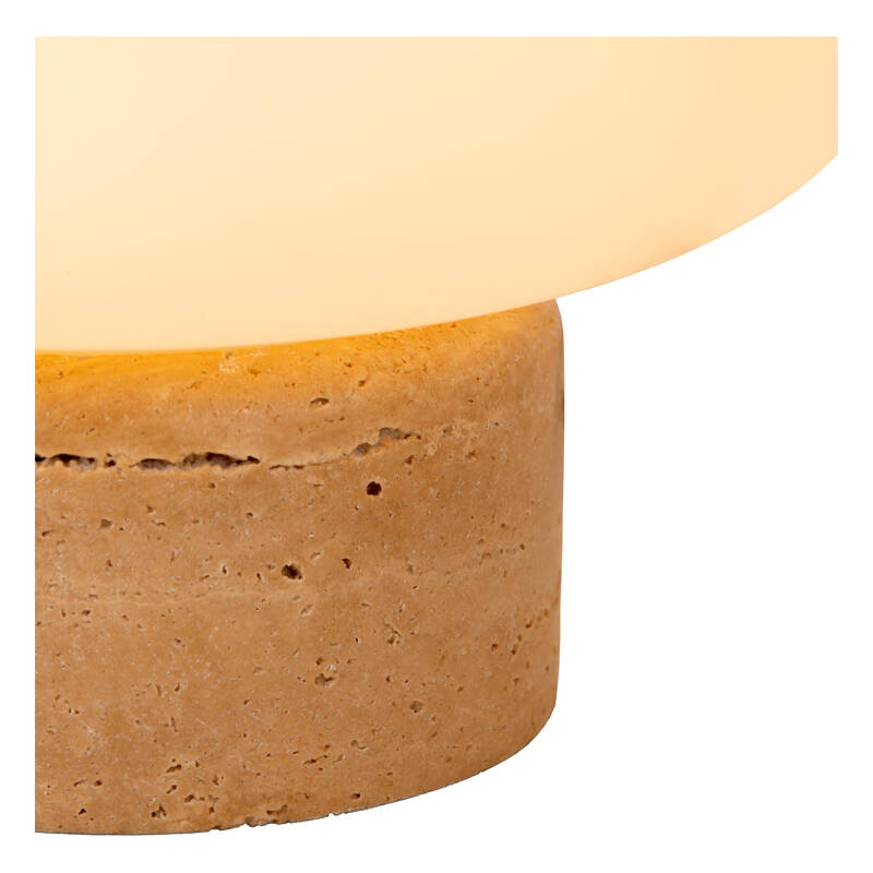 Image of Lucide Anston Glass and Stone Travertine Table Lamp