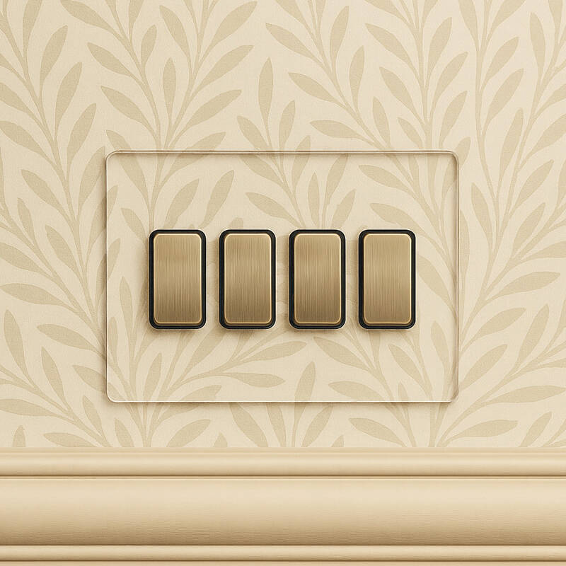 Image of Wisteria Perception Clear Perspex 4 Gang 2 Way Rocker Switch