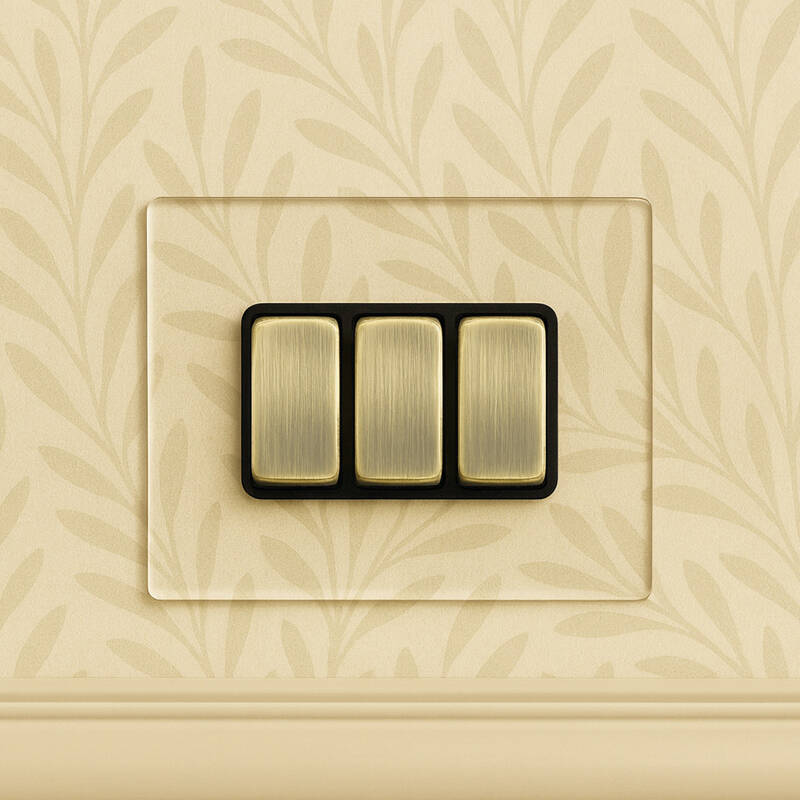 Image of Wisteria Perception Clear Perspex 4 Gang 2 Way Rocker Switch